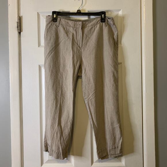 Eileen Fisher Lightweight Khaki Tan Cropped Wide Leg Pants Medium - Picture 9 of 9